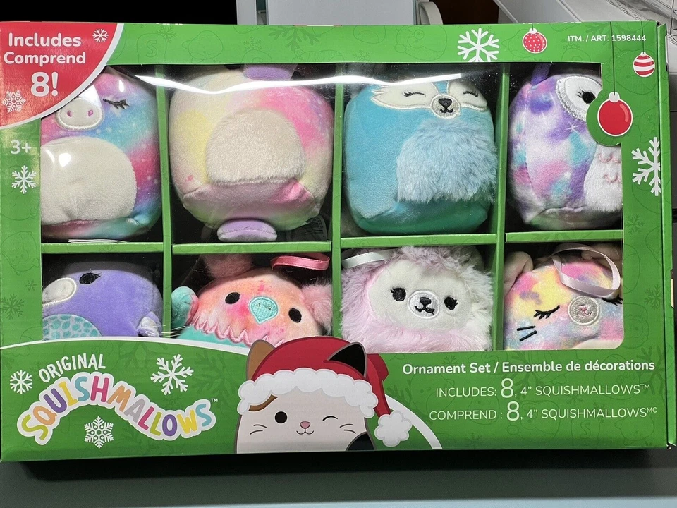 Squishmallow Winter Holiday 8 Pack 4 Inch Plush Ornament Set Collection 2023