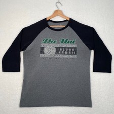 Da Hui Surf Graphic Shirt Mens Size Large Gray Baseball Tee North Shore Hawaii