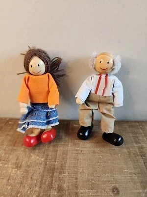 Lote de 2 Muñecas Melissa and Doug/Estilo Forma Madera Bendy Hombre y Dama Foto 1 de 4
