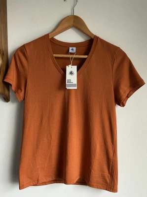 Camiseta para mujer Petit Bateau 100 % algodón orgánico marrón Ecureuil Reino Unido S PVP £34 Foto 1 de 4