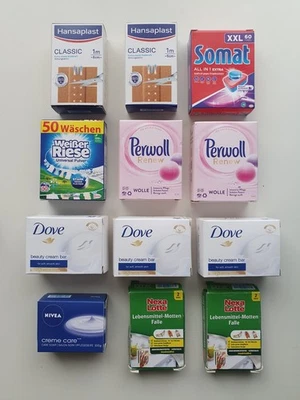 Kaufladen Zubehör Kaufmannsladen Kosmetik Reinigungsmittel Marken Spielzeug 12x - Bild 1 von 2