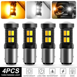 4Pcs 1157 LED White/Amber DRL Bulb Turn/Parking/Reverse Signal Indicator Light - Picture 1 of 9