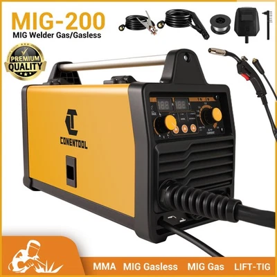 220V 4 IN 1 MIG Welder Gasless/Gas 200A Inverter ARC MMA TIG Welding Machine Set - Image 1 of 4