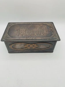 Art Nouveau Tin Box Decorated with an Image of Westminster Abbey. 20x12x8cm - Picture 1 of 15