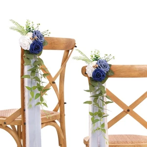 Hochzeit Stuhl Deko Blau Kirchenbank Blumen 10er Set für Hochzeitszeremonie Par... - Bild 1 von 6