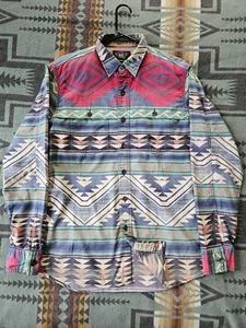 Vintage Double RL Ralph Lauren Aztec Beacon Camp Shirt Medium M Y2K 2000s RRL - Bild 1 von 12