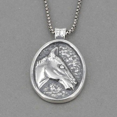 Retired Silpada Oxidized Textured Sterling Silver Horse Pendant Necklace N2028 - Image 1 of 4