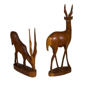 Vintage Mid Century Gazelle Teak Wooden Statue Sculpture Decor Stunning Scandi - Picture 1 of 19
