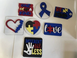 Autism Awareness Holz Deko für Stufentabletts 7 Stück Unikat - Bild 1 von 8