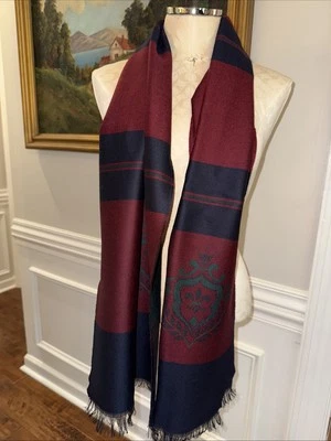 Bufanda vintage Christian Dior Monsieur verde azul marino borgoña CREST 100 % lana Foto 1 de 4