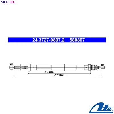 CABLE PULL PARKING BRAKE 24.3727-0807.2 FOR PEUGEOT 106/Van/Hatchback 1.4L 4cyl - Image 1 of 4