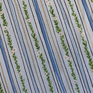 Sow The Seeds -FLOWER GIRL Collection Michael Miller Fabrics Narrow Blue Stripe - Picture 1 of 5