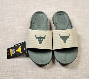UNDER ARMOUR Slide Project Rock 2.0 Michelin Sole Beige Green Mens 10 11 12 13 - Picture 1 of 12
