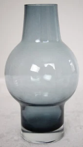 Vtg Scandinavian Riihimaki Blue/Smoke Glass Vase Nos 1371, Aimo Okkolin FREEPOST - Picture 1 of 4