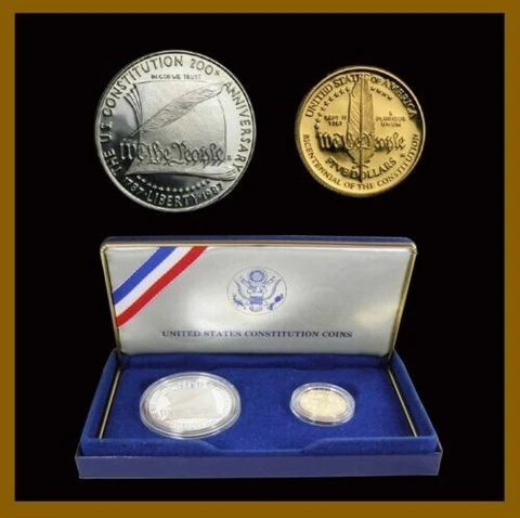 US STATES CONSTITUTION COINS w/ five dollar gold coin- FREE SHIPPING Cover