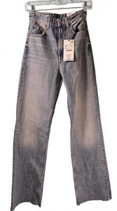 Zara High-Waisted Straight Leg Jeans - Size 0 NWT - Picture 1 of 11