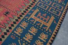 SIZE : 9'8 x 13'1 Feet Vintage Afghan Handmade Sumak Area Wool Kelim Star Rug...