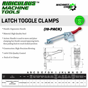 2000LB Vertical U-Hook Flange Base Latch Clamp 10 Pack: Heavy-Duty - Picture 1 of 7