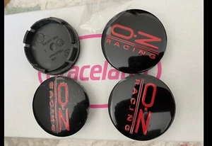 4x Felgenkappen im OZ Racing Design Schwarz/Rot 56mm - Bild 1 von 2