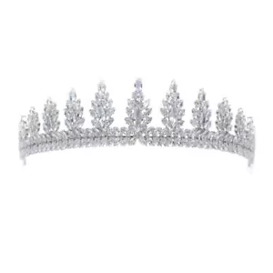 Wedding Bridal Tiara Rhodium Plated with Crystal Crown. - Picture 1 of 2
