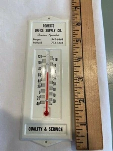 1960s Portland ME Advertising wall Thermometer NOS ROBERTS OFFICE SUPPLY 6.5" - Picture 1 of 1