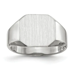 10K Solid White Gold Mens Custom Engraved Signet Ring - Picture 1 of 16