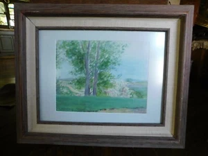 Pintura Acuarela Vintage Firmada-PAISAJE RURAL-Artista Listada Grace Bawden - Imagen 1 de 4