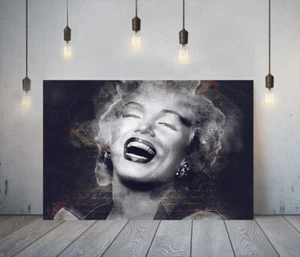 MARILYN MONROE 1 -DEEP FRAMED CANVAS WALL SKETCH ART PICTURE PAPER PRINT- BLACK - Picture 1 of 17