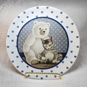 VTG Herrero Collection Sleeping Cat With Teddy Bear Plate. 1989. Vandor. Japan - Picture 1 of 5