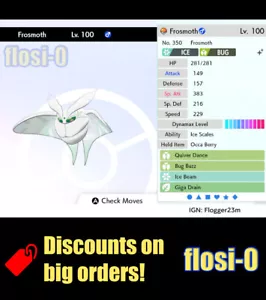 6IV Ultra Brillante Frosmoth o Snom Pokémon Espada y Escudo (Cuadrado Brillante) - Imagen 1 de 2