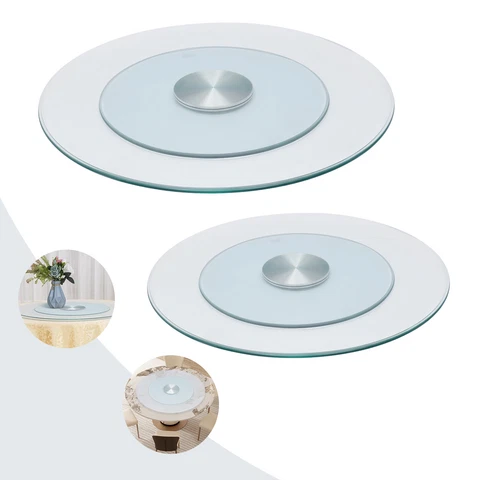 Lazy Susan Tempered Glass Turntable Rotating Serving Tray for Dining Table Cover