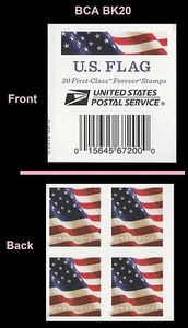 US 5160 Flag F label block 4 (from BCA booklet of 20) MNH 2017 - Picture 1 of 1