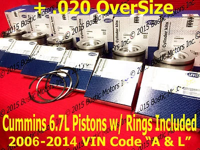 Dodge CUMMINS 6.7 6.7L PISTONS +.020 w/Rings 2006-2014 MAHLE Matched Set - Image 1 of 4