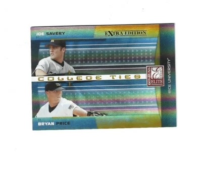 2008 Donruss Elite Extra Edition College Ties Gold #25 Joe Savery Bryan Price  - Image 1 of 2