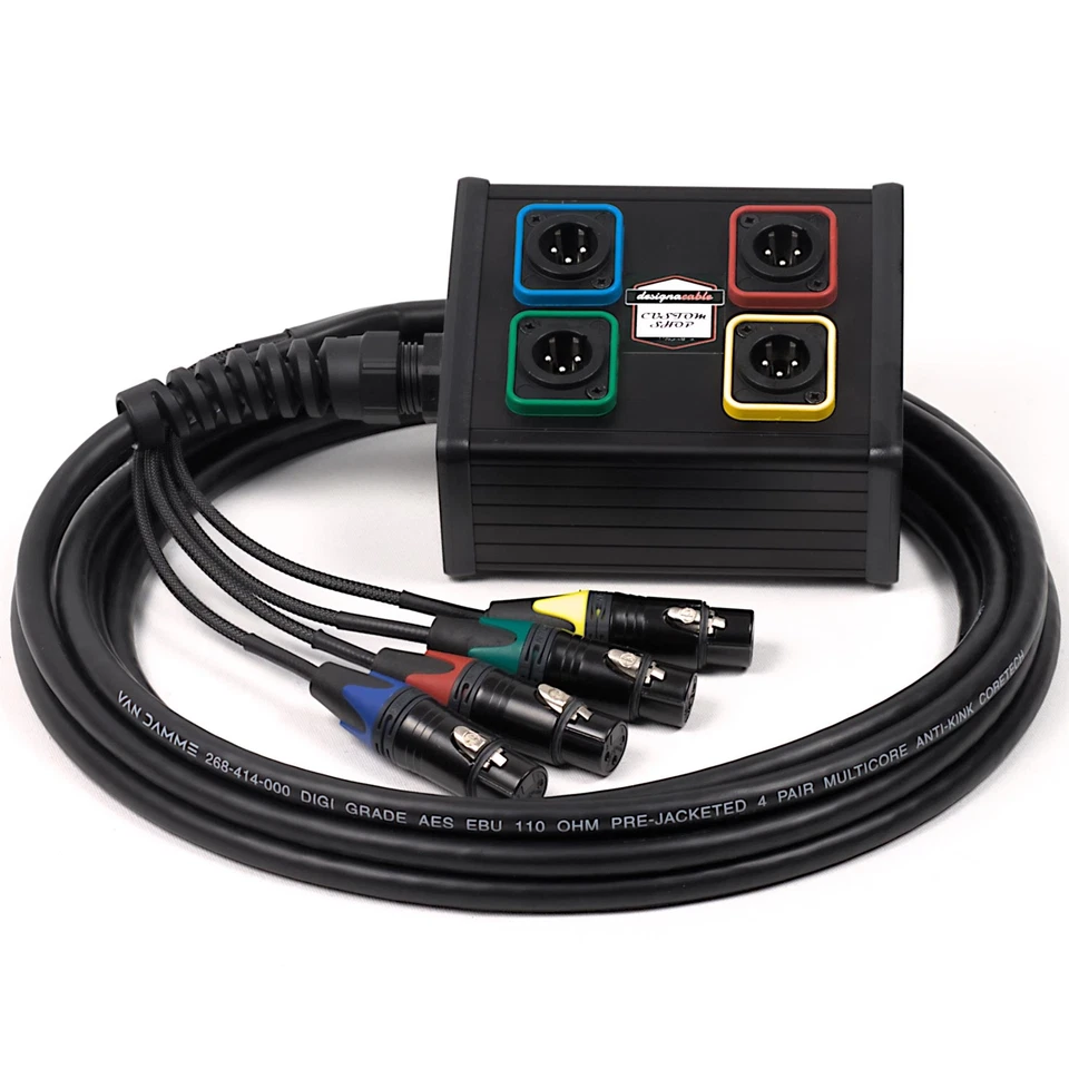4 way Stage & Studio Wall Mountable Box. Neutrik XLR Multicore Snake Cable - Image 1 of 1