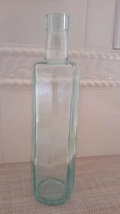 Light Blue Decorative Display Bottle Octagon Shape 10" Tall Made in Italy - Picture 1 of 7