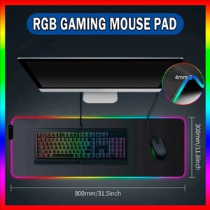 LARGE RGB LED Extra Large Soft Gaming Mouse Pad Oversized Glowing 31.5x11.8" - Picture 1 of 3