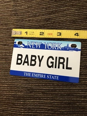 New NY New York “ Baby Girl ” Novelty Plastic Novelty Mini License Plate Tag - Image 1 of 4