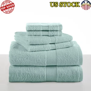 6-Piece Cotton Towel Set Highly Absorbent Soft Multipurpose Use Bathroom Gym New - Picture 1 of 7