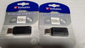 Lot 2 each Verbatim Store' n' Go PinStripe 128GB USB 2.0/3.0 Flash Drive 49071 - Picture 1 of 1