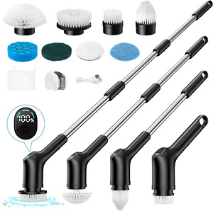 Electric Spin Scrubber,  Upgrade LED Display 3 Speeds Cordless Cleaning Brush 