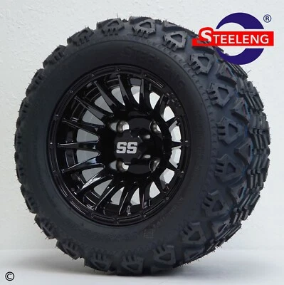 GOLF CART 10" BLACK MEDUSA WHEELS/RIMS and 18"x9"-10" DOT ALL TERRAIN TIRES (4) - Image 1 of 4