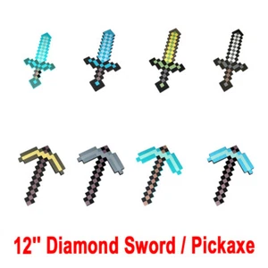 12'' MineCraft Kids Game Toys Diamond Sword & Pickaxe Soft EVA Foam Model Gifts - Picture 1 of 23