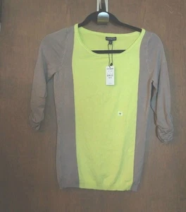 NWT: WOMEN'S EXPRESS TWO TONE LIGHT WEIGHT SWEATER WITH RUCHED SLEEVES SIZE XS - Picture 1 of 3