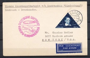 12½c EF (Driehoek) drukwerk 10e NORDAMERIKAFAHRT LUFTSCHIFF HINDENBURG NEW YORK - Imagen 1 de 2