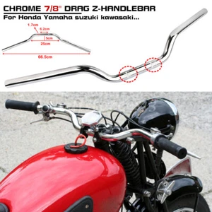 moto Guidon chromé 7/8" 22mm Drag Bars pour Triumph Harley Touring Bobber - Picture 1 of 8