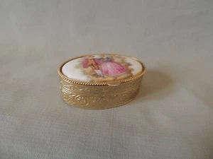 Vintage bronze miniature trinket box decorated lid - Picture 1 of 12