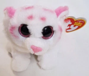 Ty Inc. Beanie Boo Plush Stuffed Animal Tabor the Pink & White Tiger - Picture 1 of 6
