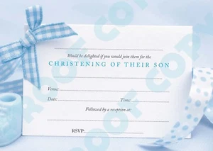 BOYS CHRISTENING INVITATIONS and/or THANK YOU CARDS Pack of 10 NOT personalised - Picture 1 of 18
