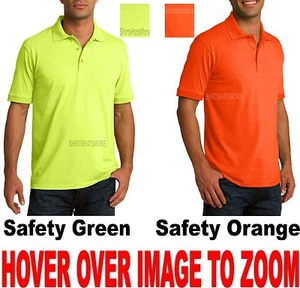 Mens Polo Shirt Cotton/Poly Blended HIGH VISIBILITY Safety Green Orange S-XL NEW - Picture 1 of 1